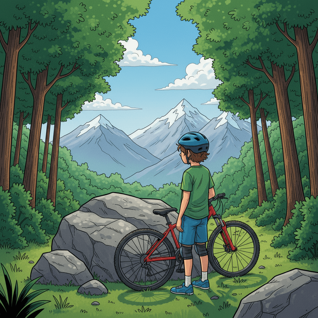 As Charly paused to catch his breath, he couldn't help but be in awe of the stunning landscape that surrounded him. The towering mountains, the dense forests, and the winding trails all seemed to beckon him deeper into the adventure.