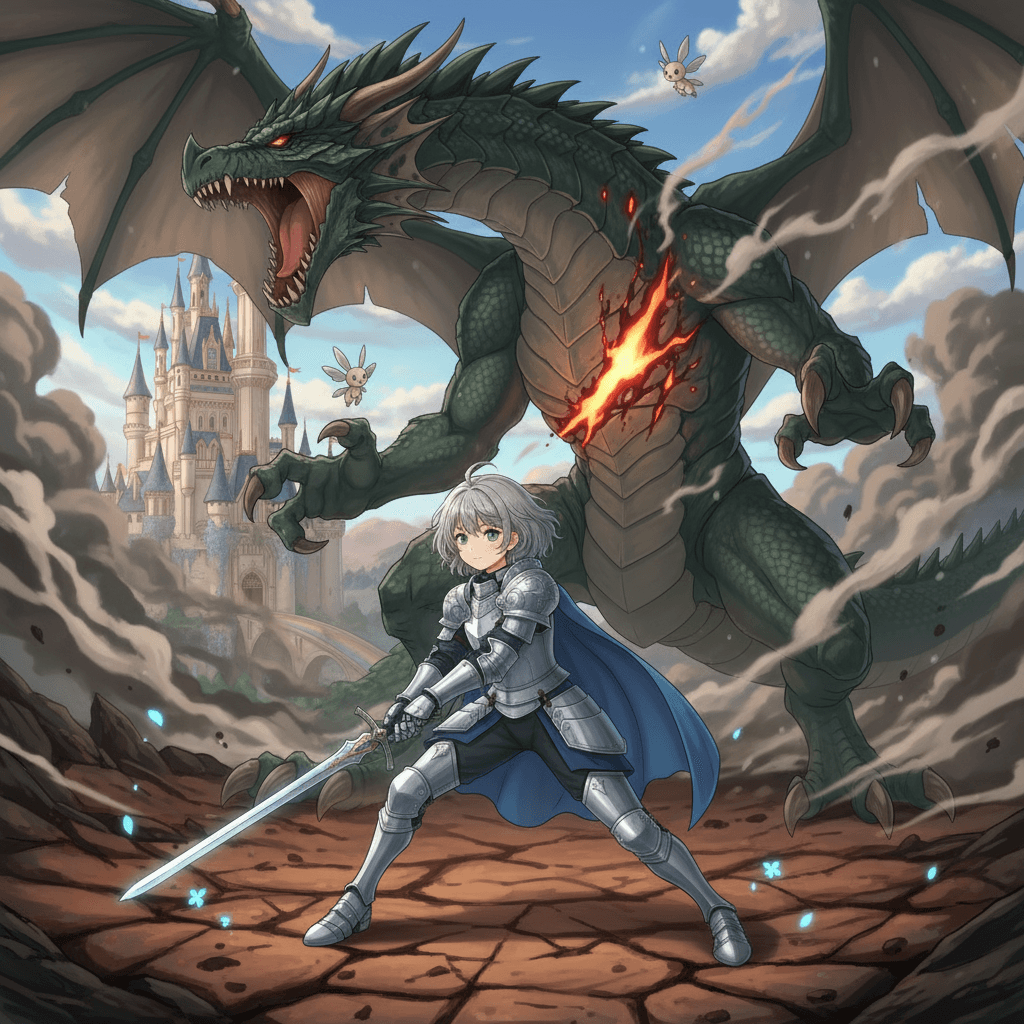 Zara's sword found its mark, wounding the dragon. But the fight was not over yet - she had to finish the battle and make sure the kingdom was safe.