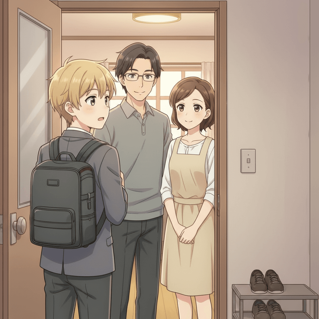 When Yan got home, his parents were so proud to hear about how kind and helpful he had been at school. Yan felt happy that he could make others smile.