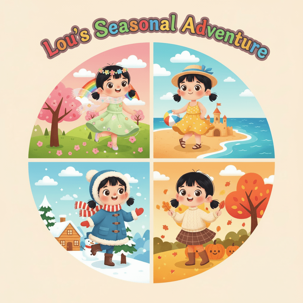 Lou loves wearing different clothes for each season. Light dresses in summer, warm coats in winter, raincoats in spring, and cozy sweaters in autumn. Clothes can be fun and helpful!