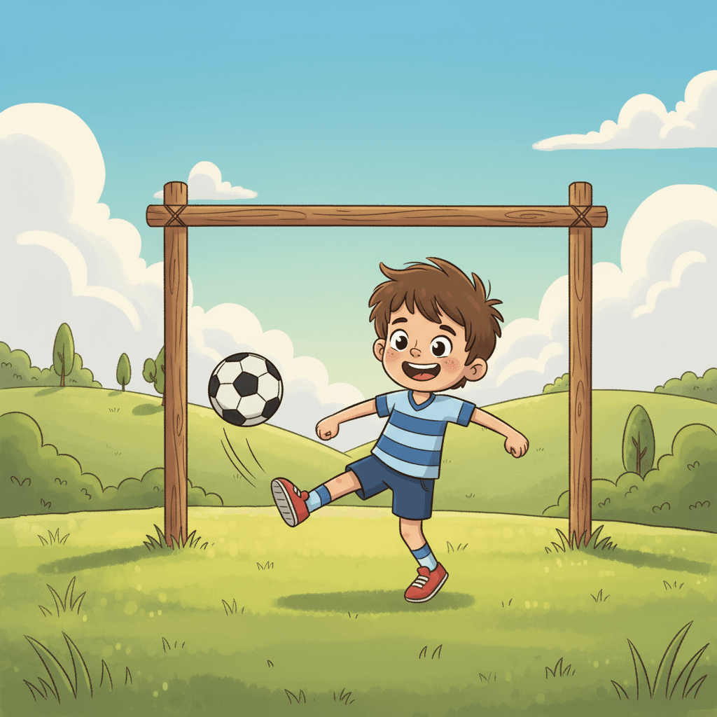 Toto practiced his shooting too, trying to score goals. He was determined to become a great football player.