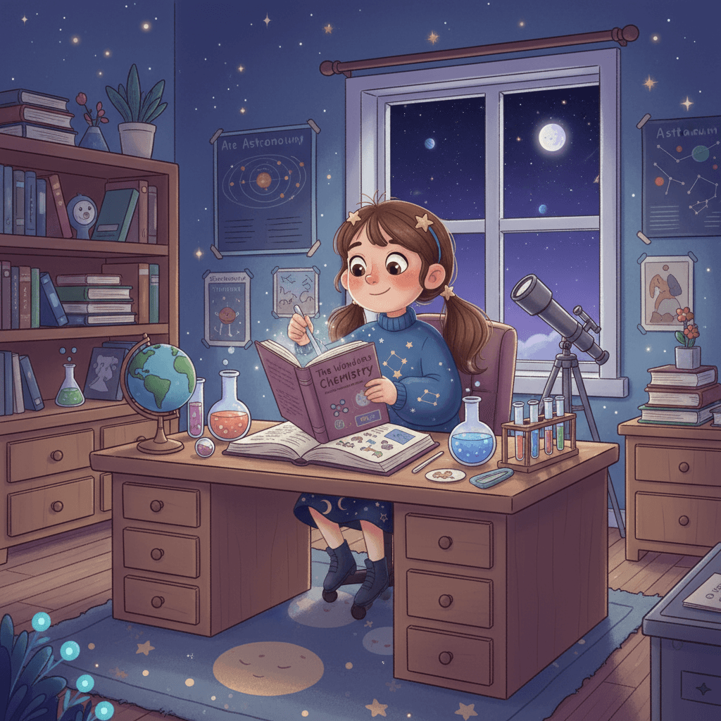 Lucie threw herself into learning everything she could about space and astronomy. She read every book she could find, did experiments in her room, and even started taking extra science classes at school.