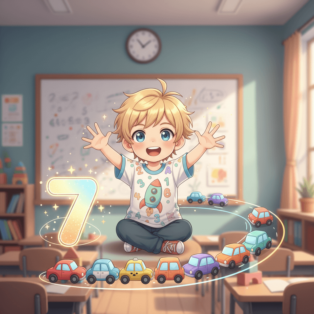 Look! If I have 4 toy cars and my friend gives me 3 more, now I have 7 cars! That's addition - bringing numbers together to make something bigger!