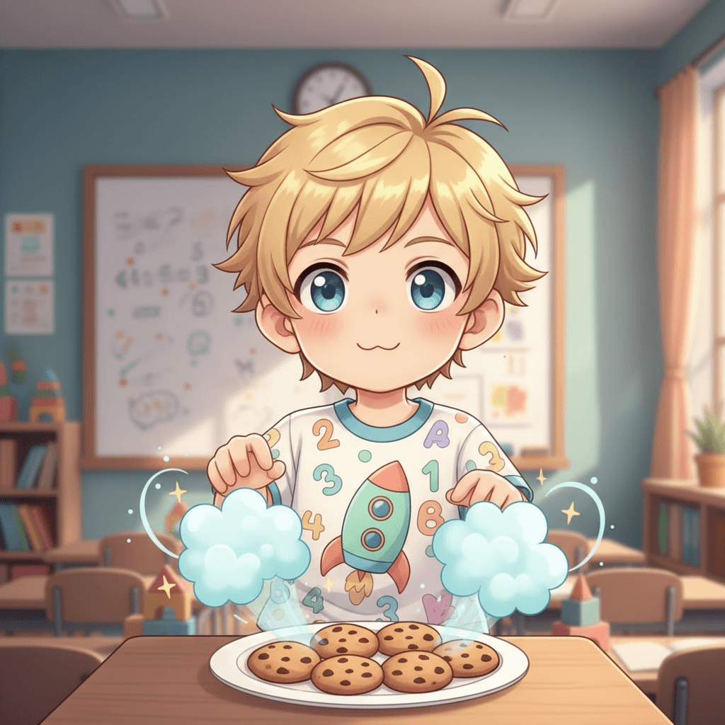 But wait! Subtraction is different. It's like when I eat some of my cookies. If I start with 6 cookies and eat 2, I now have 4 yummy cookies left!