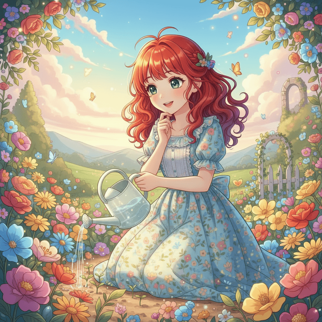 Capucine learned that growing flowers takes patience and care. She watered her seeds every day and talked to them softly. She believed that kind words would help them grow strong and beautiful.