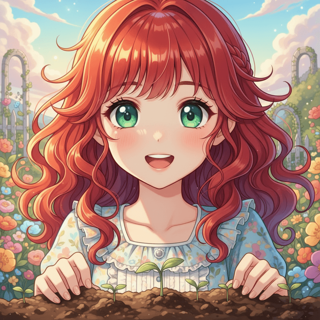 Weeks passed, and tiny green shoots began to appear. Capucine was so excited she could hardly contain herself! Each little sprout was like a magical treasure to her.