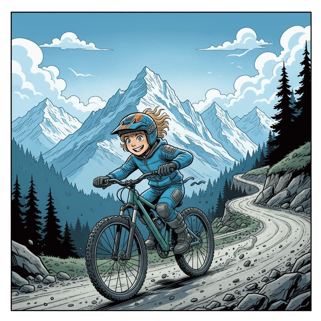 With a renewed sense of adventure, Mr. Giroud hopped back on his bike and began the thrilling descent down the mountain. He leaned into the turns, feeling the wind in his hair and the adrenaline coursing through his veins. This was his true element, and he couldn't imagine a better way to spend his days.