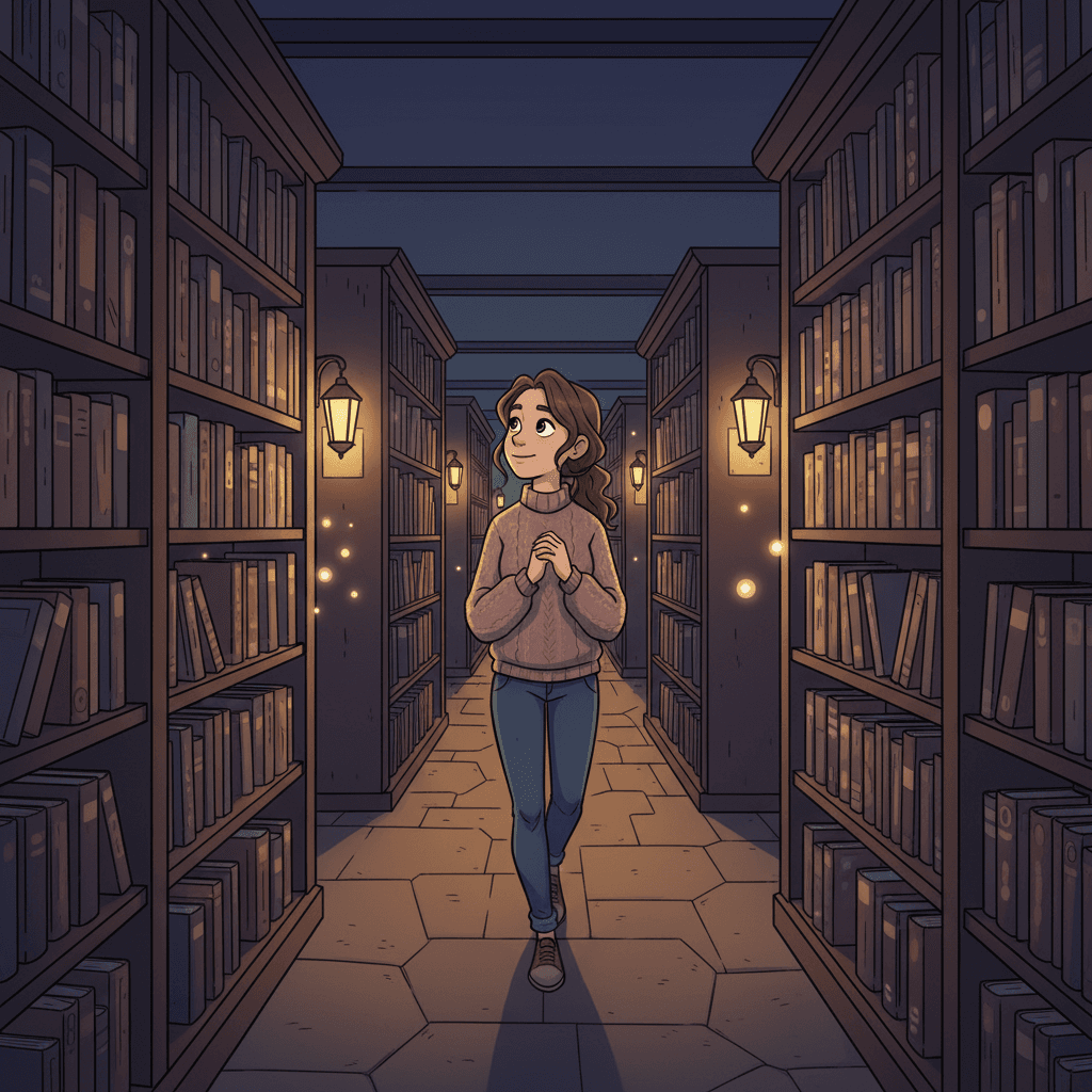 One evening, as Julie browsed the stacks, she noticed a shy-looking book with a torn cover sitting alone on a lower shelf. The book seemed to be whispering, but Julie couldn't quite make out what it was saying.