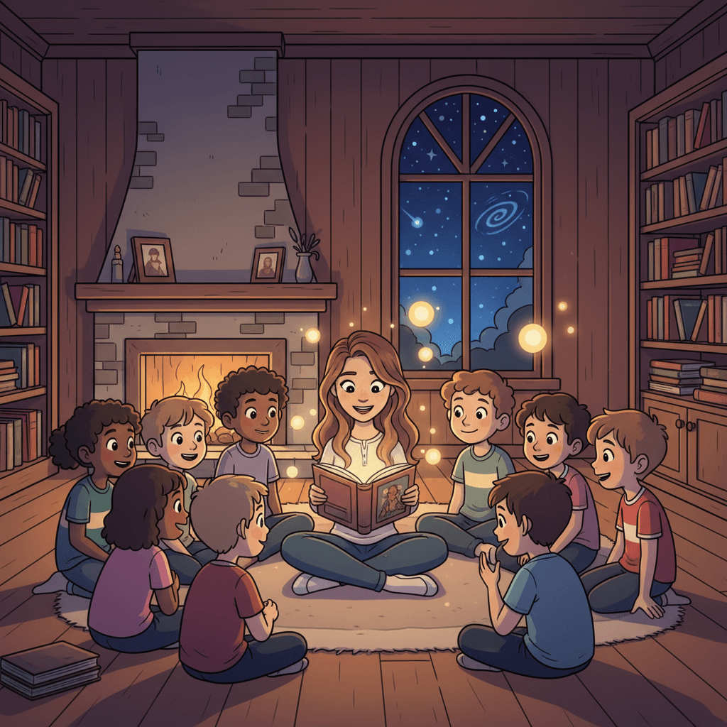 Julie opened the book and began to read, her voice clear and confident. The other children leaned in, captivated by the book's words as they echoed through the library.