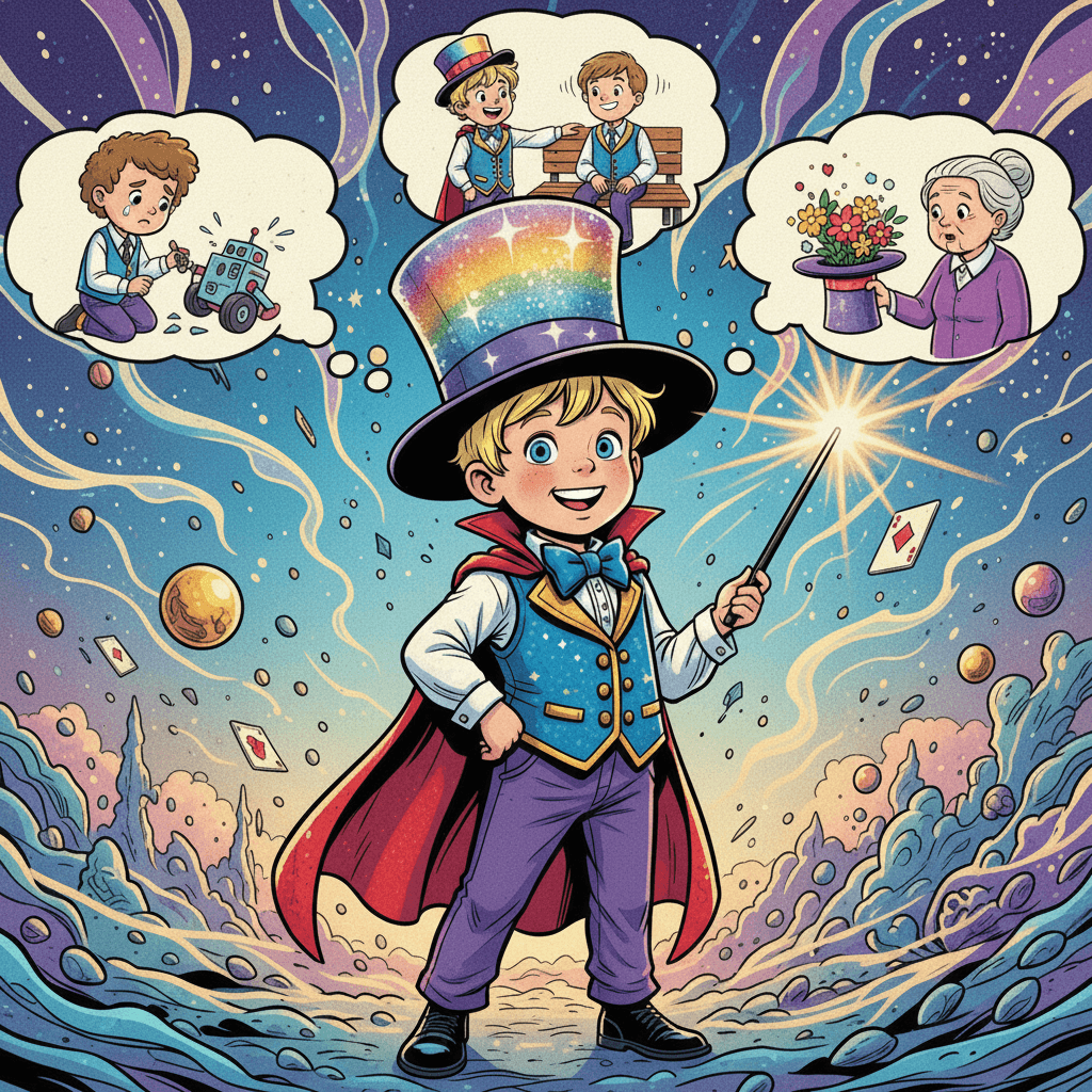 Noah decided he wanted to help people with his new magical powers. He thought about all the wonderful things he could do to make people smile.