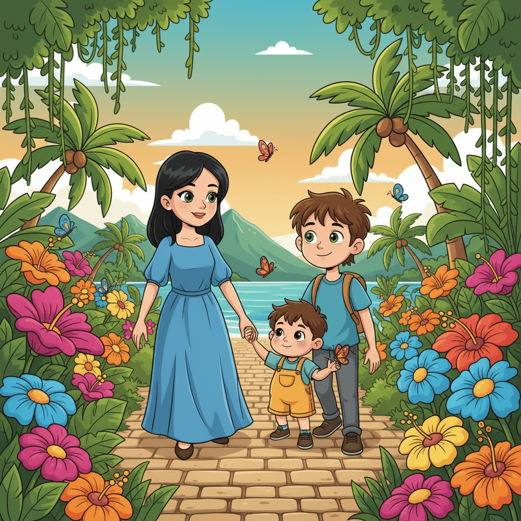After their wedding, Romain and Mei continued to live happily on the island. They built a cozy home and eventually had a beautiful baby girl. The little family spent their days exploring the island, playing in the ocean, and enjoying the peaceful, beautiful environment they called home.