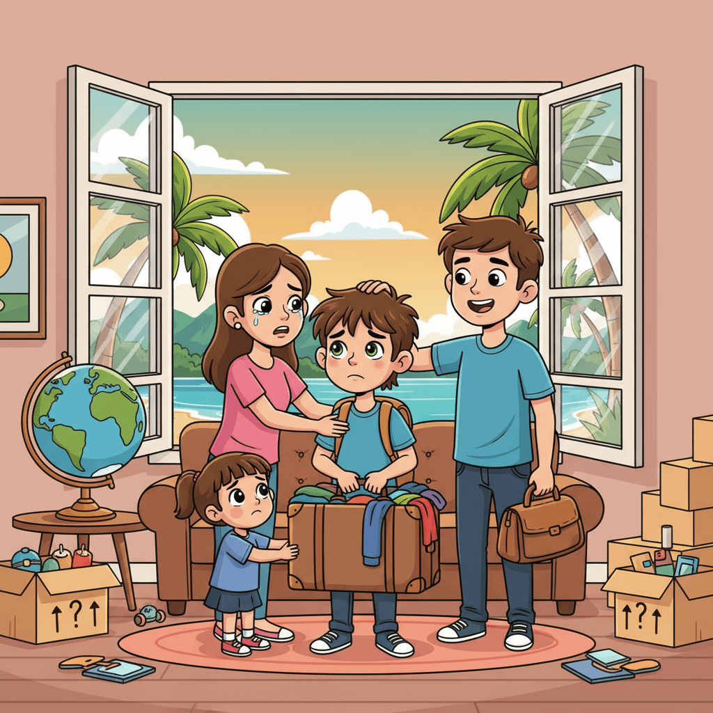 Romain was a 6-year-old boy with brown hair and green eyes. One day, his family told him they were moving to a beautiful island in Thailand! Romain was excited for the big adventure.