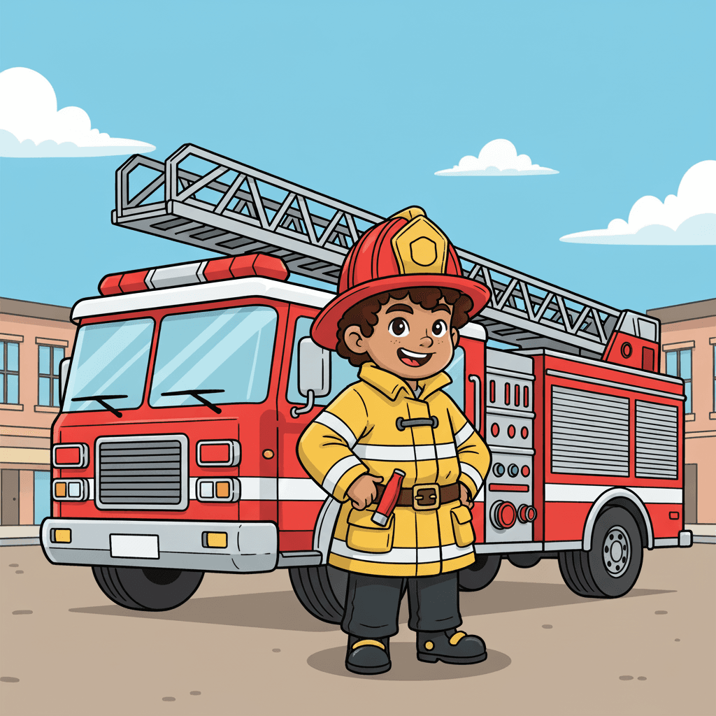 One day, Maceo's parents took him to the fire station to meet the firefighters. He was thrilled to be able to sit in the fire truck and even practice using the hose.