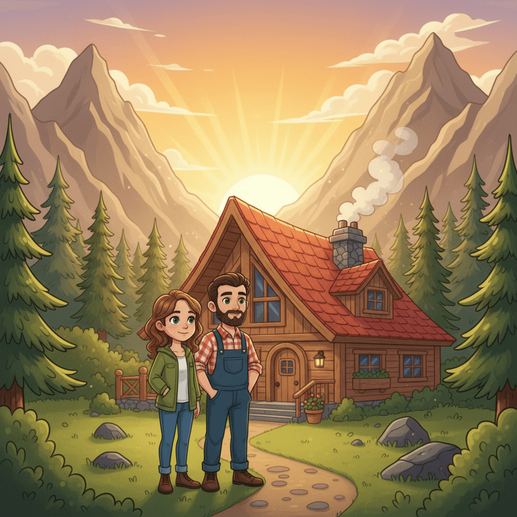 With the gold Adam had found, his parents were able to purchase a stunning chalet in the mountains. The family moved in and began a new chapter of their lives, filled with the memories of Adam's incredible adventure and the love that brought them all together.