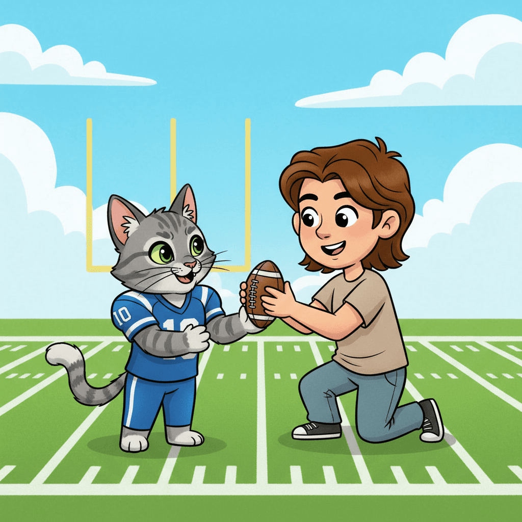 my grey tabby cat Ayla learns to play football