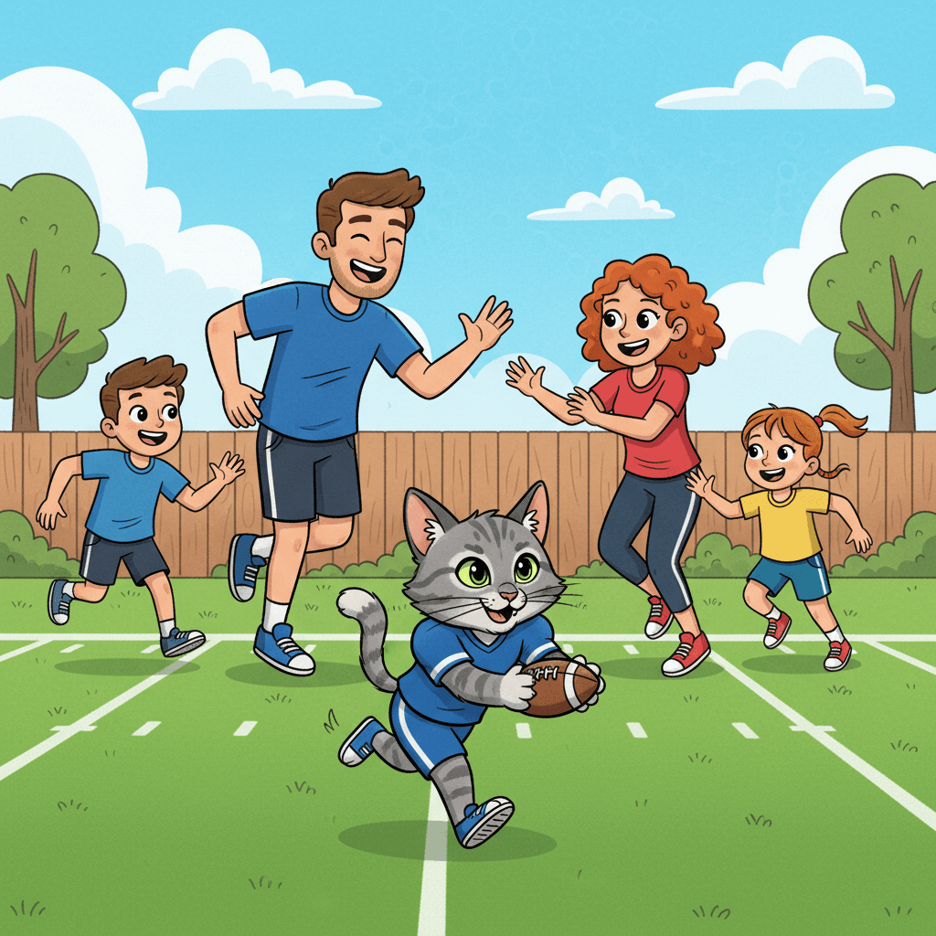 my grey tabby cat Ayla learns to play football