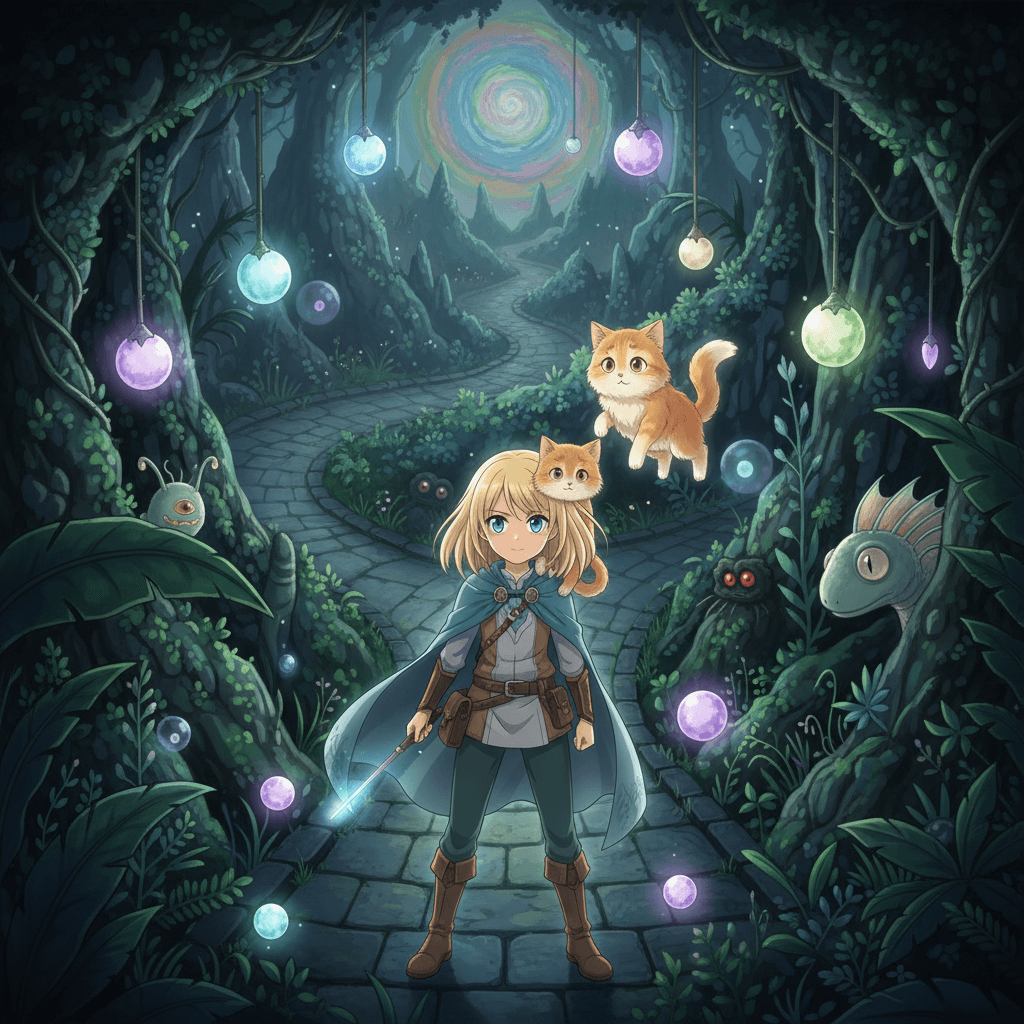 The maze branched into two paths ahead of her. Lina paused, unsure which way to go. She could hear strange sounds coming from both directions - was her cat down one of these paths? Lina decided to follow her instinct and took the path on the left.