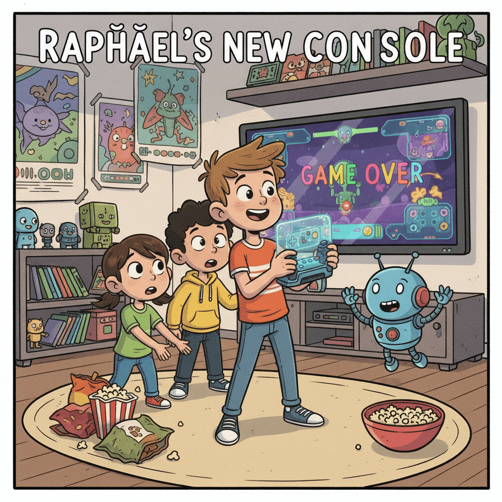 Raphaël a reçu à Noël une nouvelle console de jeu