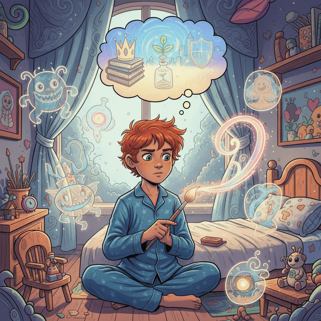 But Leo soon realized his magical paintbrush was special and needed to be used carefully. He didn't want to create chaos or frighten anyone. He decided to use his new power to help and make people smile.