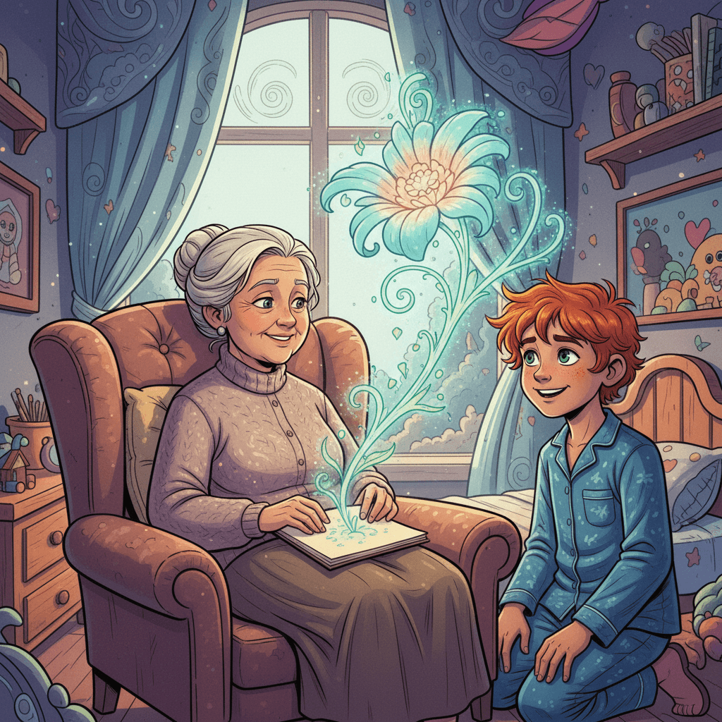 The next day, Leo drew a beautiful flower for his grandmother who was feeling sad. Magically, the flower came to life and bloomed right in her hands, making her smile brightly. Leo felt happy seeing her joy.