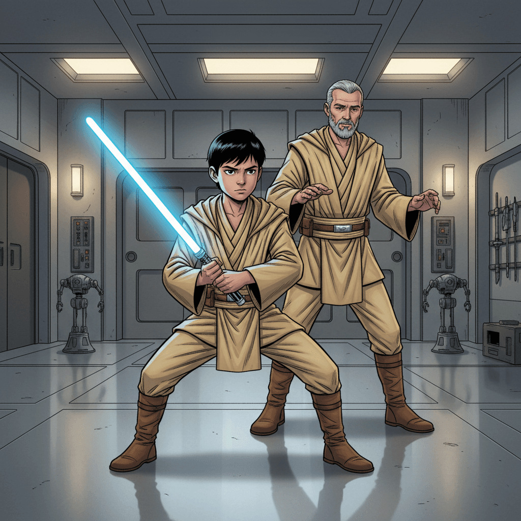 Each day, Raphaël spent hours honing his skills with the lightsaber, determined to become as powerful and skilled as his master. He knew that mastering the weapon was crucial for any Jedi, as they often found themselves in dangerous situations requiring quick reflexes and intense focus.