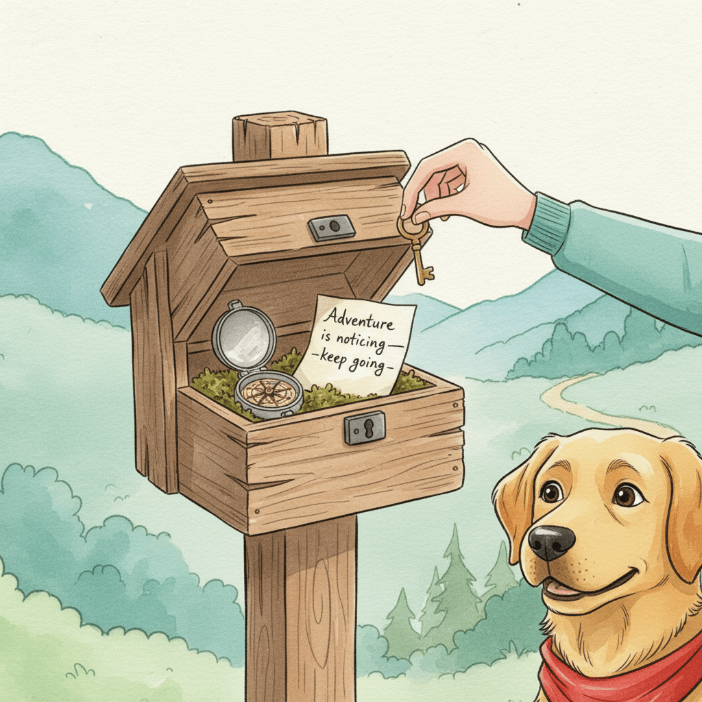 Rose fit the key into the lock, and it turned with a quiet click. Inside the box was a note and a compass with a scratched silver lid. The note said, āAdventure is noticingākeep going.ā