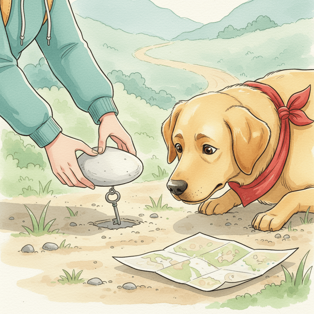 Rose turned the three stones just like the mapās tiny drawing suggested. Under the last one, a small metal key winked in the sunlight. Rex huffed a happy breath, and Rose tucked the key safely into her pocket.