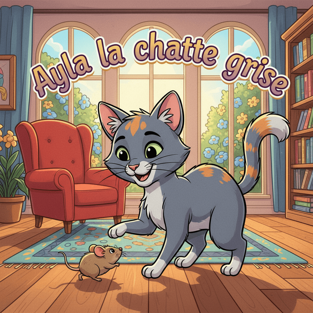 ayla the grey cat plays with a mouse