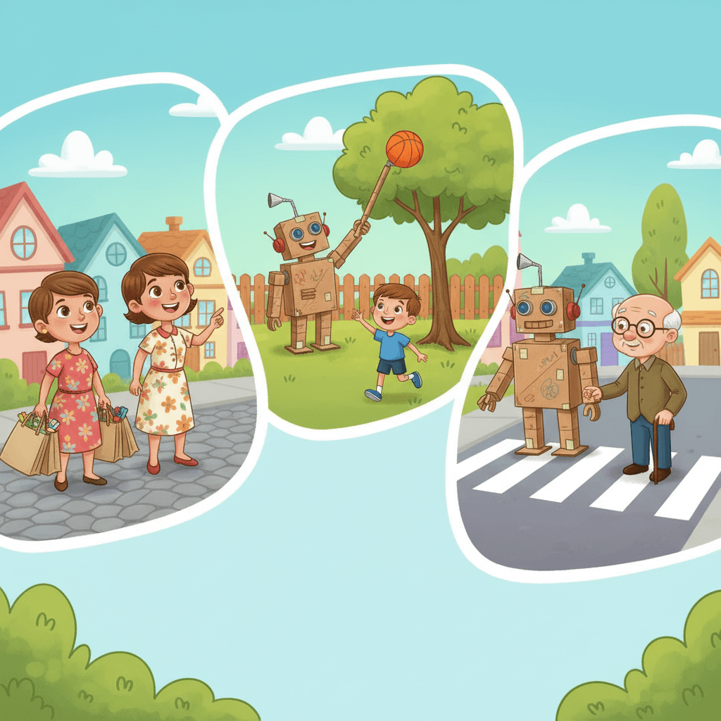 Soon, everyone in the neighborhood knew about Sofia's amazing robot. He helped carry groceries, retrieved lost balls, and made people smile.