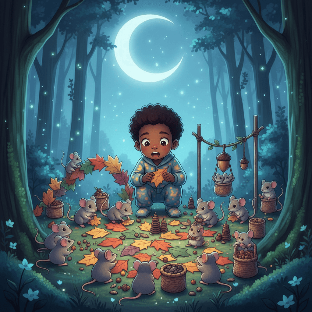 Tiny mice were gathering food and making their nest. 'Being prepared helps you feel safe,' the owl whispered. 'That's what heroes do!'